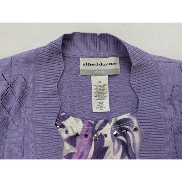 Alfred Dunner Women's Sweater Size PS Purple 2-For Cardigan Twinset NEW - Picture 3 of 11